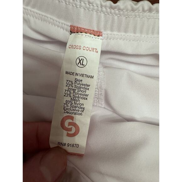 Cross Court White Tennis Skort Size XL Athletic Golf Pickleball White NWT $70 - Picture 6 of 12